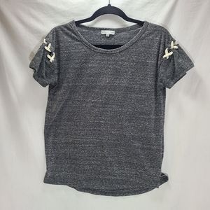 Fitz + Eddie Short Sleeve Tee, Lace Up Shoulders, Medium